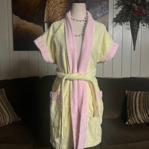 Fernando Squette • Vintage • Beach Bathrobe • Yellow/ Pink • Size Small (P) - Picture 5 of 12